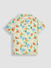 JoJo Maman Bébé Natural Safari Animals Printed Short Sleeve Shirt - Image 1 of 3