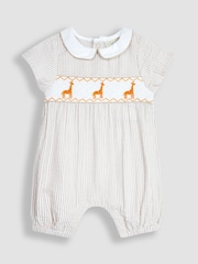 JoJo Maman Bébé Natural Giraffe Smock Romper - Image 1 of 3