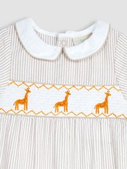 JoJo Maman Bébé Natural Giraffe Smock Romper - Image 2 of 3