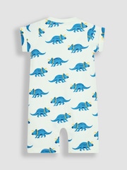 JoJo Maman Bébé Cobalt Blue Triceratops & Stripe 2-Pack Rompers - Image 3 of 6