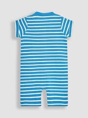 JoJo Maman Bébé Cobalt Blue Triceratops & Stripe 2-Pack Rompers - Image 5 of 6