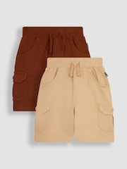 JoJo Maman Bébé Brown 2-Pack Jersey Cargo Shorts - Image 1 of 4