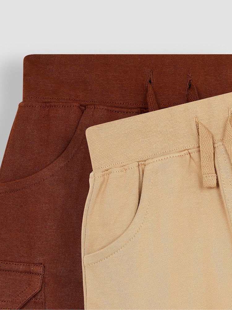 JoJo Maman Bébé Brown 2-Pack Jersey Cargo Shorts - Image 4 of 4
