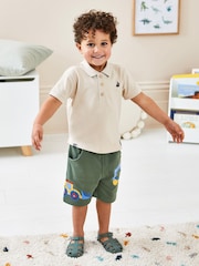 JoJo Maman Bébé Khaki Green Digger Appliqué Pet in Pocket Shorts - Image 1 of 6