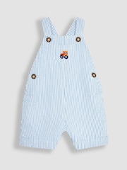JoJo Maman Bébé Blue Tractor Pocket Seersucker Stripe Dungarees - Image 1 of 5