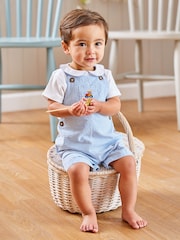 JoJo Maman Bébé Blue Tractor Pocket Seersucker Stripe Dungarees - Image 5 of 5