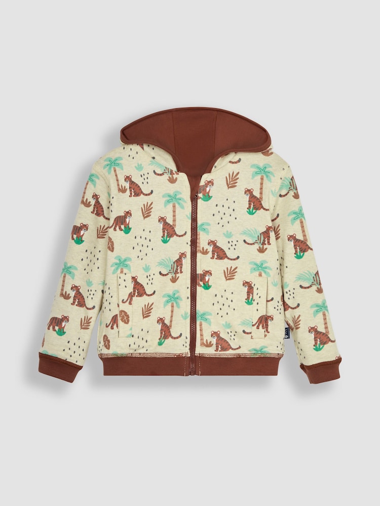 JoJo Maman Bébé Brown Safari Animals Appliqué Reversible Hoodie - Image 2 of 6