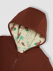 JoJo Maman Bébé Brown Safari Animals Appliqué Reversible Hoodie - Image 5 of 6