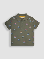 JoJo Maman Bébé Khaki Green Embroidered Short Sleeve Embroidered Polo Shirt - Image 1 of 4
