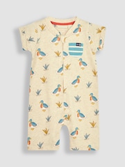 JoJo Maman Bébé Natural Duck & Stripe 2-Pack Rompers - Image 4 of 6