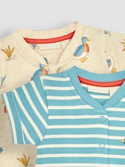 JoJo Maman Bébé Natural Duck & Stripe 2-Pack Rompers - Image 6 of 6