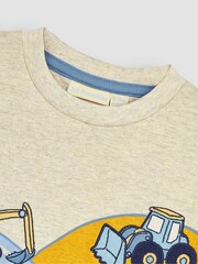 JoJo Maman Bébé Natural Digger & Field Appliqué T-Shirt - Image 2 of 5