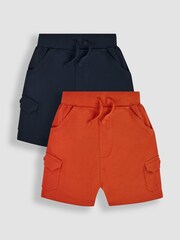 JoJo Maman Bébé Orange 2-Pack Jersey Cargo Shorts - Image 1 of 5
