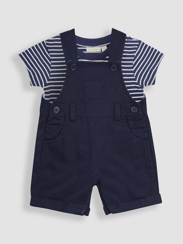 Jojo Maman Bébé 2-Pieces Twill Dungarees & črtast; progast majica Set - Slika 1 iz 5 Jojo Maman Bébé 2-Pieces Twill Dungarees & črtast; progast majica Set - Slika 1 iz 5
