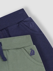 JoJo Maman Bébé Khaki Green & Navy Blue 2-Pack Jogger Shorts - Image 4 of 4