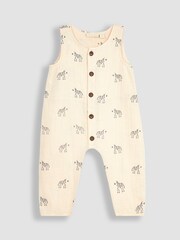 JoJo Maman Bébé Stone Zebra Cheesecloth Button Front Romper - Image 4 of 6