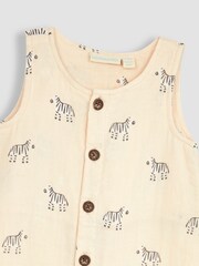 JoJo Maman Bébé Stone Zebra Cheesecloth Button Front Romper - Image 6 of 6