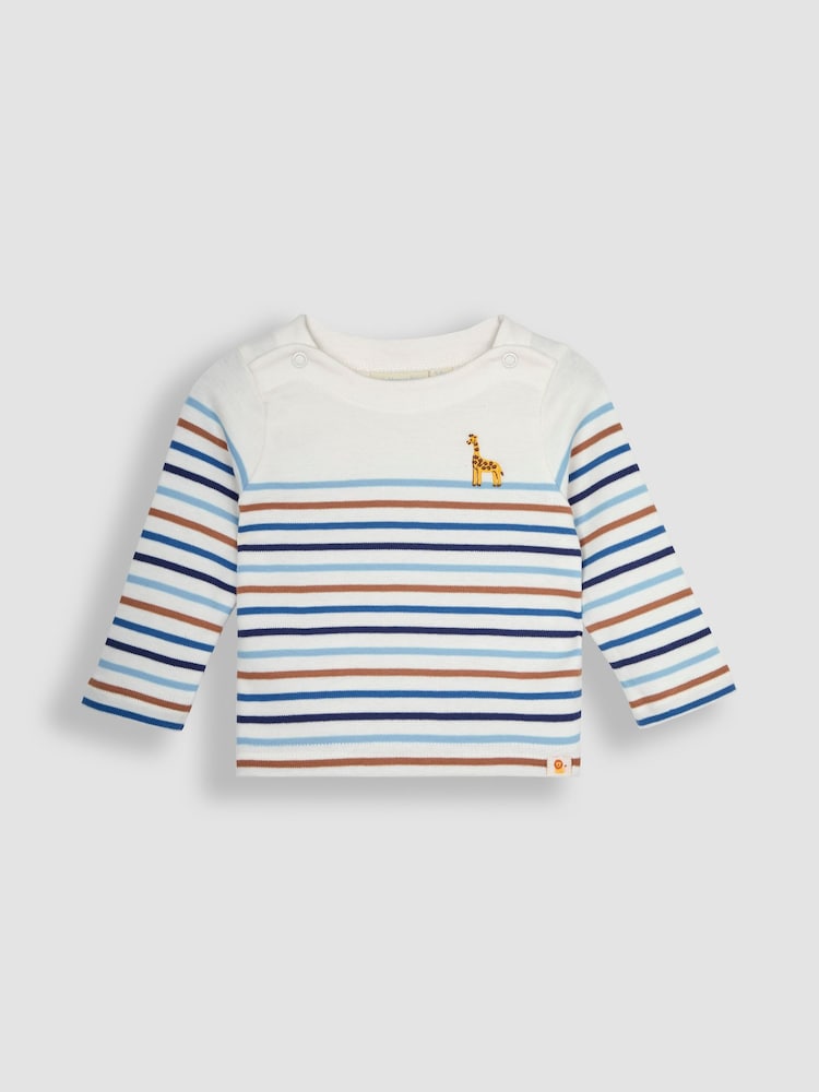 JoJo Maman Bébé Natural Breton Top & Rib Leggings Set - Image 2 of 4