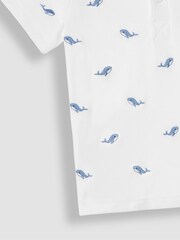 JoJo Maman Bébé White Whale Short Sleeve Embroidered Polo Shirt - Image 4 of 4