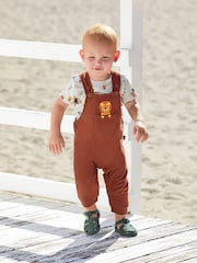 JoJo Maman Bébé Brown Lion Appliqué Trouser Dungarees & T-Shirt Set - Image 1 of 7