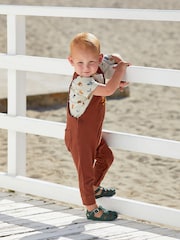 JoJo Maman Bébé Brown Lion Appliqué Trouser Dungarees & T-Shirt Set - Image 2 of 7
