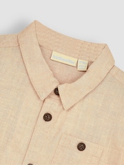 JoJo Maman Bébé Stone Cotton Linen Summer Short Sleeve Shirt - Image 2 of 3