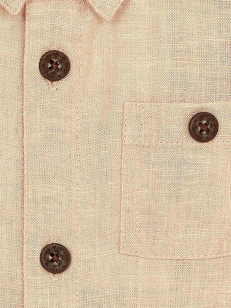 JoJo Maman Bébé Stone Cotton Linen Summer Short Sleeve Shirt - Image 3 of 3