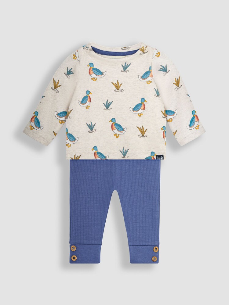 JoJo Maman Bébé Stone 2-Piece Duck Top & Rib Leggings Set - Image 1 of 5