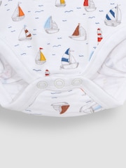 JoJo Maman Bébé White Sailboat Polo Shirt Bodysuit - Image 3 of 3