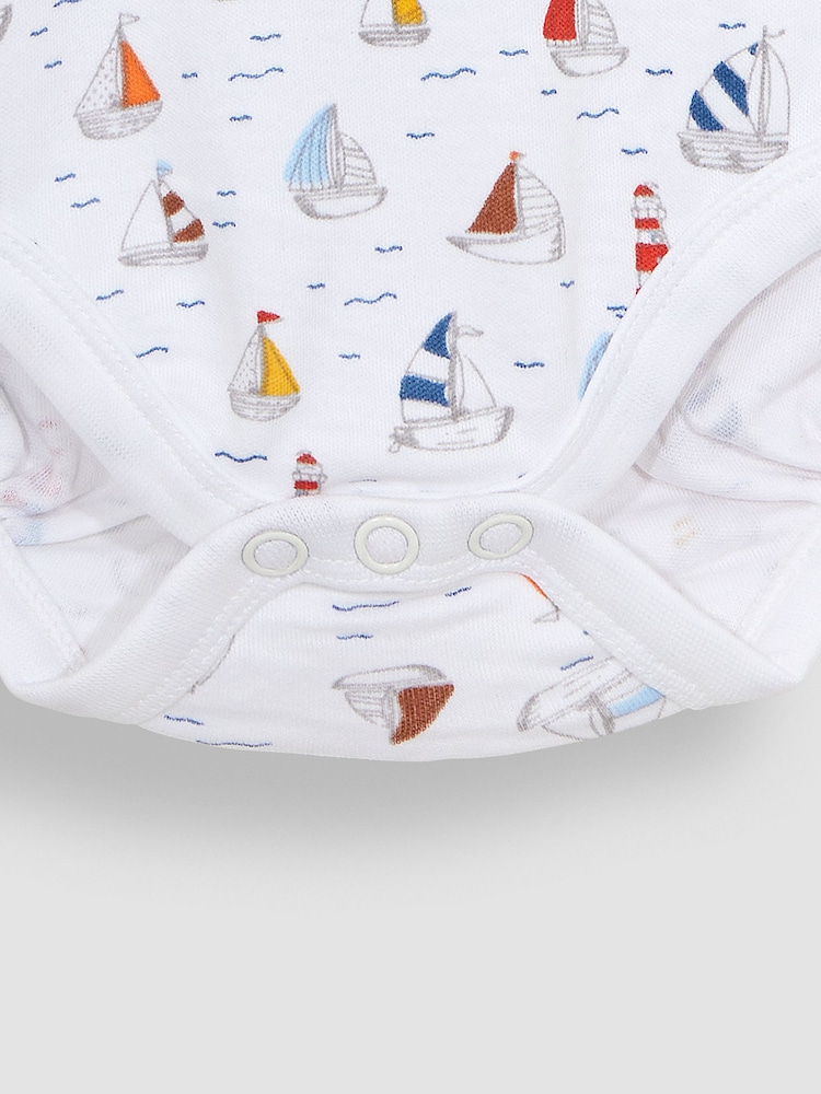 JoJo Maman Bébé White Sailboat Polo Shirt Bodysuit - Image 3 of 3