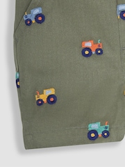 JoJo Maman Bébé Khaki Green Tractor Embroidered Twill Shorts - Image 3 of 3