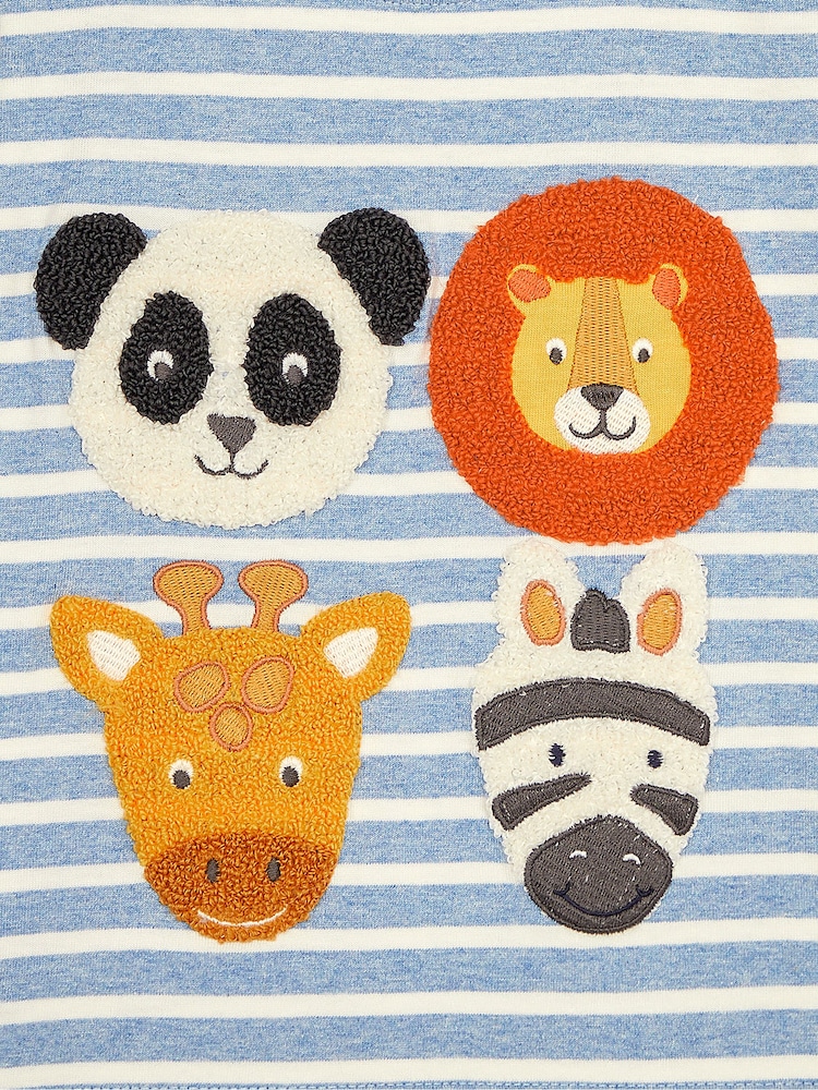 JoJo Maman Bébé Blue Safari Animal Appliqué Top - Image 3 of 3