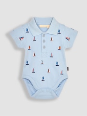 JoJo Maman Bébé Blue Sailboat Embroidered Polo Shirt Body - Image 1 of 3