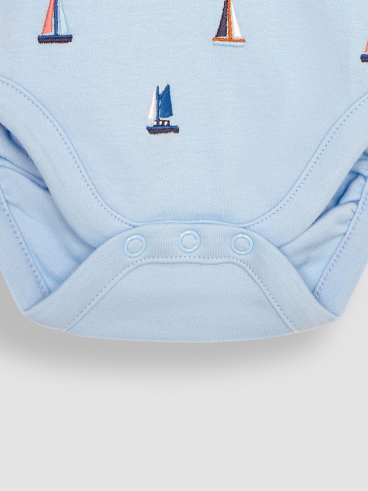 JoJo Maman Bébé Blue Sailboat Embroidered Polo Shirt Body - Image 3 of 3