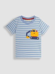JoJo Maman Bébé Blue Digger Appliqué Pocket T-Shirt - Image 1 of 3