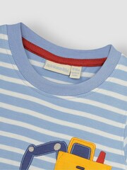 JoJo Maman Bébé Blue Digger Appliqué Pocket T-Shirt - Image 2 of 3