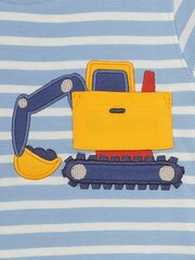 JoJo Maman Bébé Blue Digger Appliqué Pocket T-Shirt - Image 3 of 3