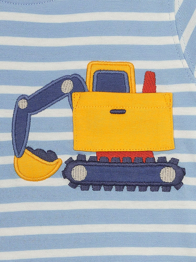 JoJo Maman Bébé Blue Digger Appliqué Pocket T-Shirt - Image 3 of 3