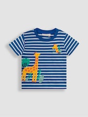 JoJo Maman Bébé Indigo Blue Giraffe Appliqué Pocket T-Shirt - Image 1 of 3