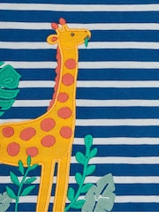 JoJo Maman Bébé Indigo Blue Giraffe Appliqué Pocket T-Shirt - Image 3 of 3