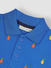 JoJo Maman Bébé Cobalt Blue Pineapple Embroidered Polo Shirt - Image 2 of 3