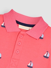 JoJo Maman Bébé Pink Sailboat Embroidered Polo Shirt - Image 2 of 3