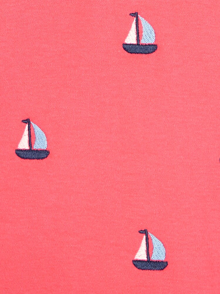 JoJo Maman Bébé Pink Sailboat Embroidered Polo Shirt - Image 3 of 3