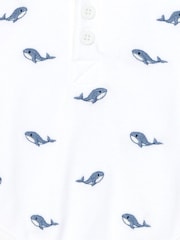 JoJo Maman Bébé White Whale Embroidered Polo Shirt Body - Image 3 of 4