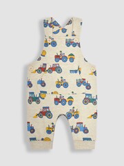 JoJo Maman Bébé Natural 2-Piece Farm Vehicles Dungarees & T-Shirt Set - Image 3 of 6