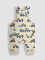 JoJo Maman Bébé Natural 2-Piece Farm Vehicles Dungarees & T-Shirt Set - Image 4 of 6