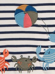 Ecru bleumarin Dungă Crab - Tricou cu bordură aplicată JoJo Maman Bébé - Image 3 of 4
