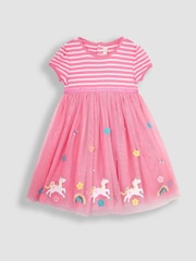 JoJo Maman Bébé Pink Unicorn Tulle Party Dress - Image 4 of 6