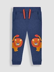 JoJo Maman Bébé Denim Blue Lion Appliqué Knee Joggers With Pet In Pocket - Image 2 of 4