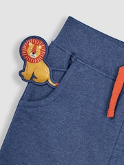 JoJo Maman Bébé Denim Blue Lion Appliqué Knee Joggers With Pet In Pocket - Image 3 of 4